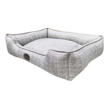 Snug & Cosy Square Checker Grey Dog Bed, Large