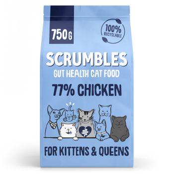 Scrumbles Dry Cat Food for Kitten & Queens Chicken 750g
