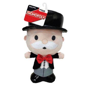 Hasbro Monopoly Mr. Money Bags Squeak and Crinkle Plush 7 Inch Dog Toy Tan & Black
