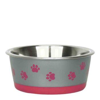 Classic Hybrid Stainless Steel Dish Pink Dog Bowl 380ml, 12.5cm Diameter