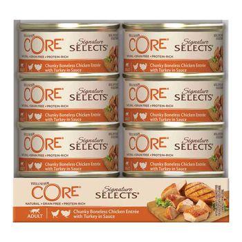 Wellness CORE Signature Selects Chunky Boneless Chicken Entree with Turkey in Sauce Adult Cat Wet Food 79g