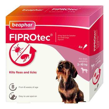 Beaphar FIPROtec Spot-On Flea & Tick Treatment for Small Dogs 2-10kg, 4 Pipettes