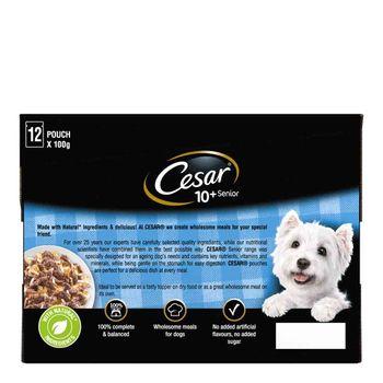 Cesar Senior 10 Wet Dog Food Pouches Mixed Selection In Jelly 12x100g Wet Dog Food