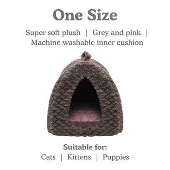 Grey and Pink Fleece Pyramid Cat Bed Cat Beds