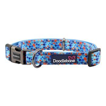 Doodlebone Trendy Tails Padded Dog Collar Blue 1-2