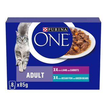 Purina ONE Cat Food Ocean Fish and Lamb Mini Fillets in Gravy 8x85g