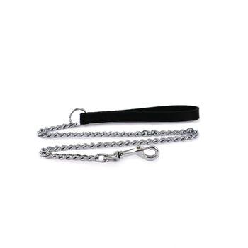 Ancol Leather Heavy Chain Dog Lead Black 90cm
