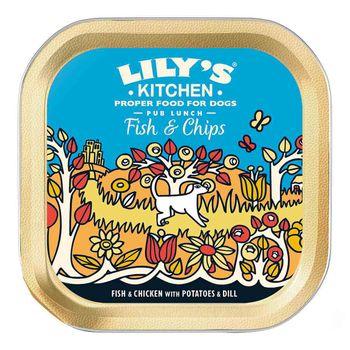 Lilys Kitchen Fish & Chips Wet Dog Food Tray 150g