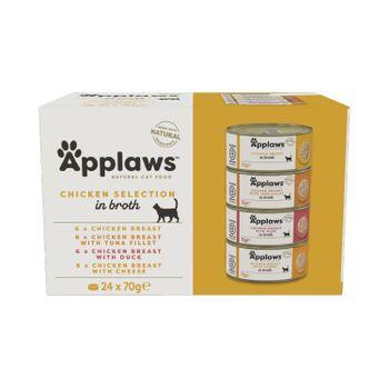 Applaws Natural Adult Wet Cat Food Tuna Fillet in Broth Tins 24x70g