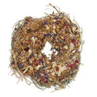 Rosewood Naturals Winter Flower 'n Hay Wreath Hanging Treat for Small Animals