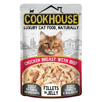 Cookhouse Luxury Cat Food Fillets in Jelly Chicken Breast with Beef 70g