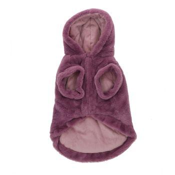 Rufus & Rosie Purple Faux Fur Dog Hoodie, S