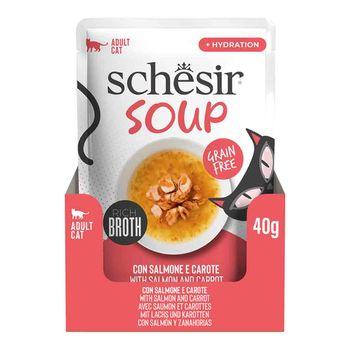 Schesir Soup Cat Food Complement, Salmon with Carrots , 40g 