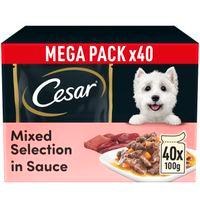 Cesar Selection Wet Dog Food Mixed Selection in Sauce Pouches, 40x100g 