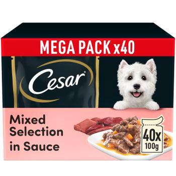 Cesar Selection Wet Dog Food Mixed Selection in Sauce Pouches, 40x100g 