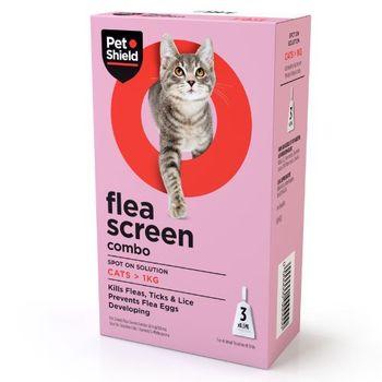 Pet Shield Flea Screen Combo for Cats 3 Pipettes