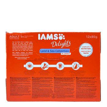 Iams Delights Land and Sea Collection in Gravy Adult Cat Food 12x85g