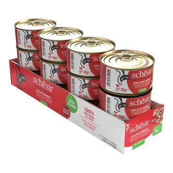 Schesir Complete and Balanced Wet Cat Food Tuna with Shrimps 85g