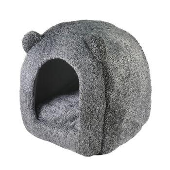 Rosewood Grey Teddy Bear Cat Bed