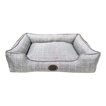 Snug & Cosy Square Checker Grey Dog Bed, Large