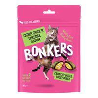 Bonkers Cat Bites, Crunchy & Soft Catnip, Chick N' Cheddar Flavoured Cat Treats 180g