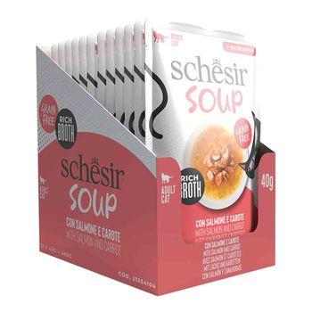 Schesir Soup Cat Food Complement, Salmon with Carrots , 40g 
