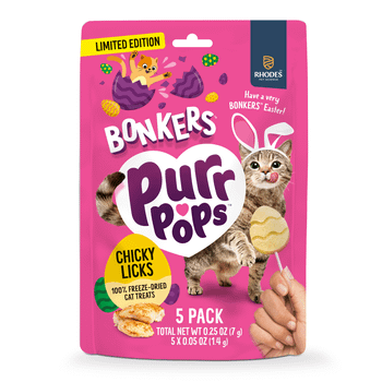 BONKERS Purrpops, Easter Edition Freeze Dried Chicken Flavoured Lollipop Cat Treats, 5 Pieces