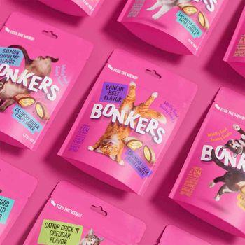 Bonkers Cat Bites, Crunchy & Soft Bangin' Beef Flavoured Cat Treats 60g 