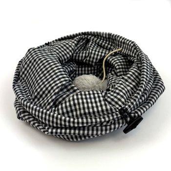 Tabby Patch Black Check Cat Tunnel