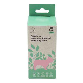 Rufus & Rosie Lavendar Poop Bag Rolls, 120 Bags