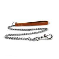 Ancol Leather Heavy Chain Dog Lead Tan 90cm