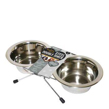 Double Diner Dog Bowls with Wire Stand Dog Bowl
