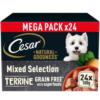 Cesar Natural Goodness Grain Free Adult Dog Food Terrine 24x100g Trays