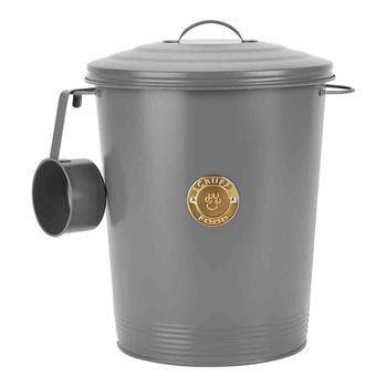 Scruffs Cantina 12L Steel Storage Pet Food Canister & Scoop Dark Grey
