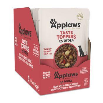 Applaws Taste Toppers Beef with Green Beans, Sweet Potato & Red Pepper in Broth Dog Food 12x85g