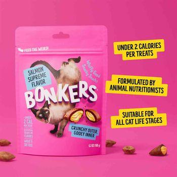 Bonkers Cat Bites, Crunchy & Soft Salmon Supreme Flavoured Cat Treats 60g