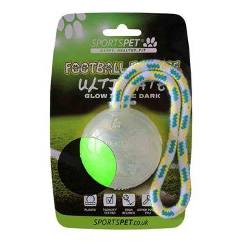 Sportspet Football Bounce Glow in the Dark Ball, Dog Toy