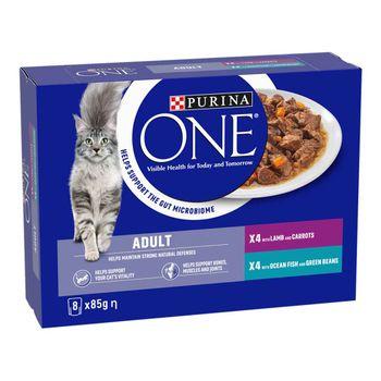 Purina ONE Cat Food Ocean Fish and Lamb Mini Fillets in Gravy 8x85g