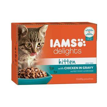 Iams Delights for Kittens with Chicken In Gravy 12x85g