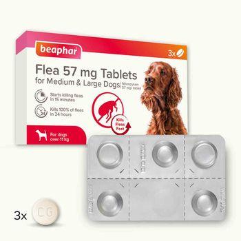 Beaphar Flea Tablets for Medium & Large Dogs (Over 11kg), 3 Tablets