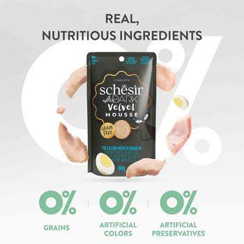 Schesir After Dark Complete and Balanced Wet Cat Food Chicken & Quail Egg in Mousse 80g