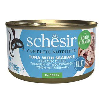 Schesir Complete and Balanced Wet Cat Food Tuna with Seabass 85g