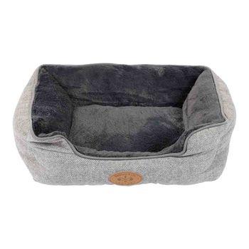 Pet Brands Herringbone Square Dog Bed, Small, Grey