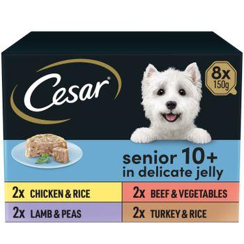 Cesar Senior Wet Dog Food Trays Meat in Delicate Jelly 8x150g