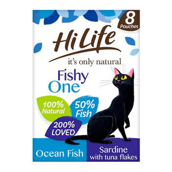 HiLife It's Only Natural Cat Food Pouch Multipack The Fishy One In Jelly 8x70g