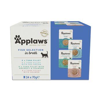 Applaws Natural Wet Adult Cat Food Fish Selection in Broth 24x70g Pouches