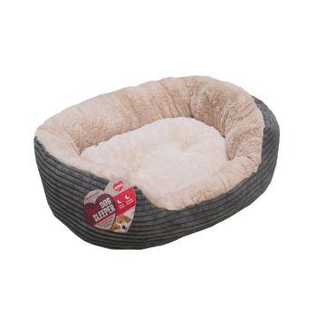 Joules Grey Jumbo Cord/Plush Dog Bed 60cm
