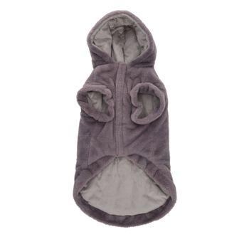 Rufus & Rosie Grey Faux Fur Dog Hoodie, M