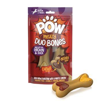 Pow Duo Filled Bones Chicken and Duck or Chicken and Cheese Dog Treat 2 Pack 128g