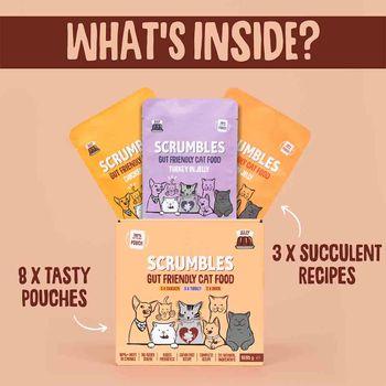 Scrumbles Grain Free Wet Cat Jelly Recyclable Pouch Meat Selection 8x85g